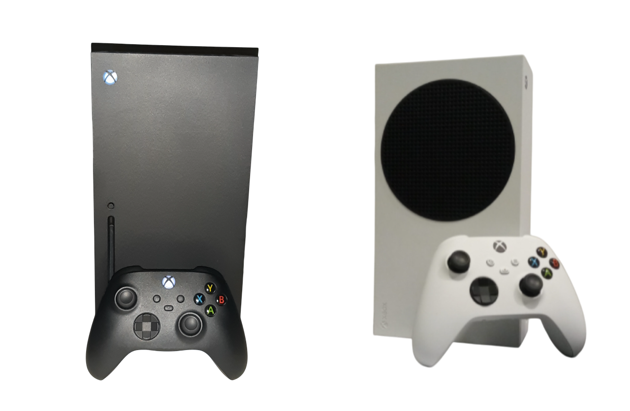 Xbox Series X and Xbox Series S consoles with controllers
